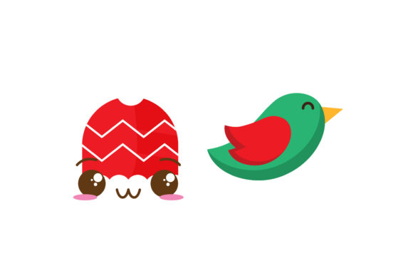 Bird Hat Set Christmas Vector Illustrations
