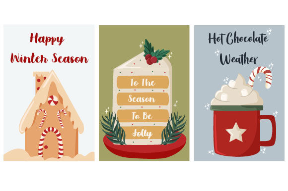 Christmas Card with Cake Illustrations