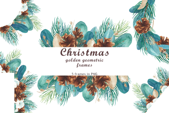 Christmas Geometrical Tree Frames Illustrations