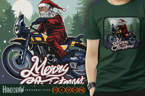 Christmas Santa Claus Riding Motorcycle Illustration Review