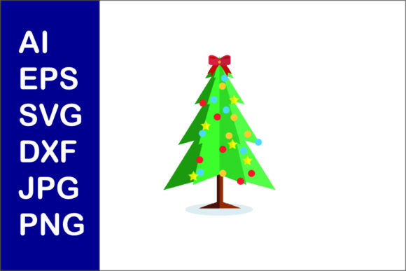 Christmas Tree Flat Illustration Svg 005 for Creative Projects