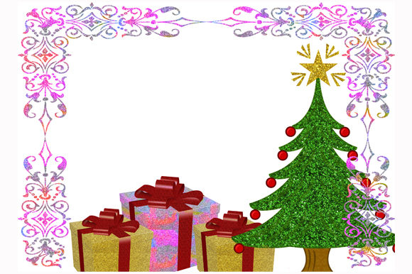 Christmas Tree Gifts Frame Background Illustrations