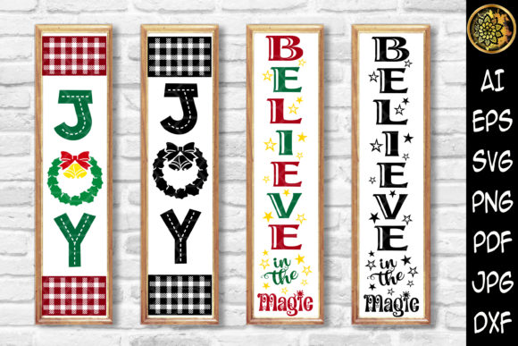 Christmas Vertical Porch Sign Set 5 Illustrations