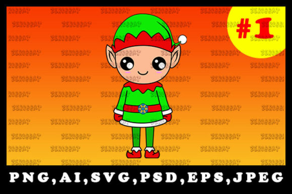 Cute Christmas Elf Sublimation Clipart 1 for Illustrations