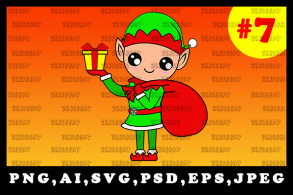 Cute Christmas Elf Sublimation Clipart 7 for Branding and Packaging