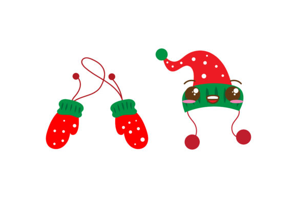 Cute Hat and Gloves Set Christmas Vector Review