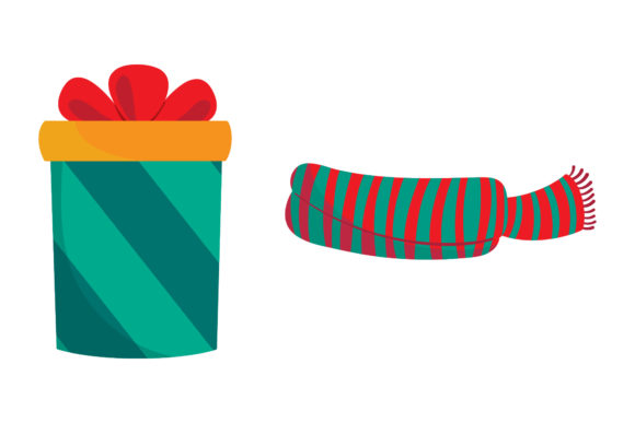 Gift and Scarf Christmas Set Illustrations for Festive Branding