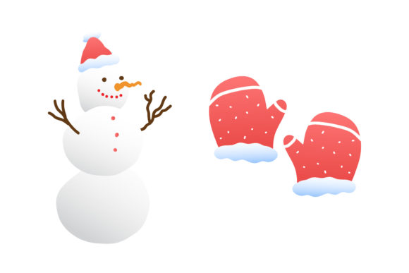 Gloves Snowman Set Christmas Vector Illustrations