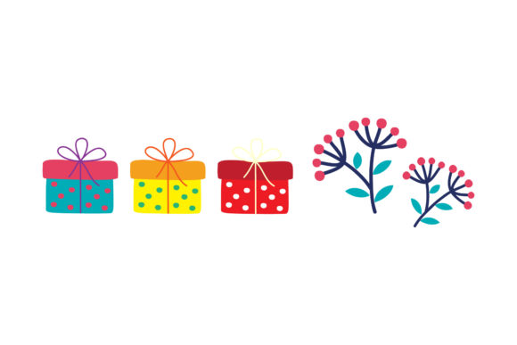 Mistletoe Gift Christmas Set Illustrations