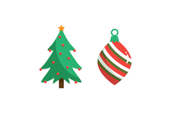 Ornament Ball and Tree Christmas Set Illustrations
