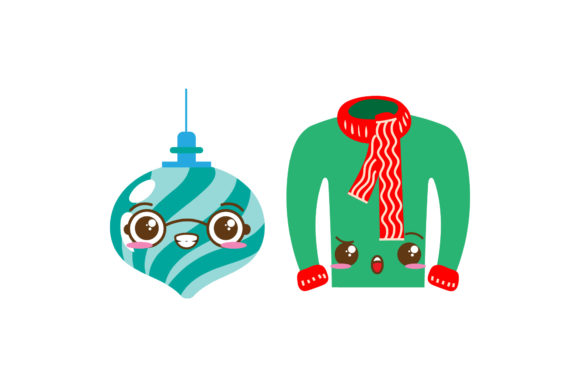 Ornament Sweater Set Christmas Vector Illustrations