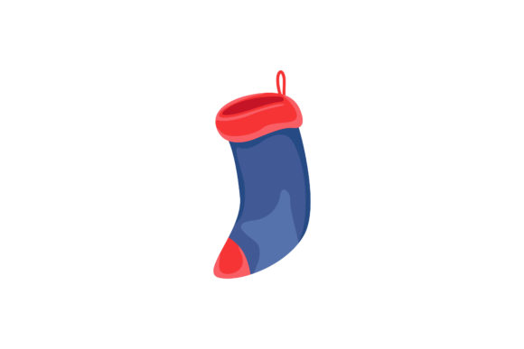 Red Blue Christmas Sock Illustration