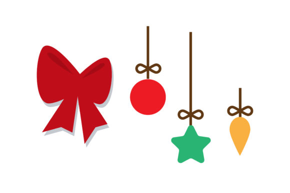 Ribbon and Ornament Christmas Illustrations