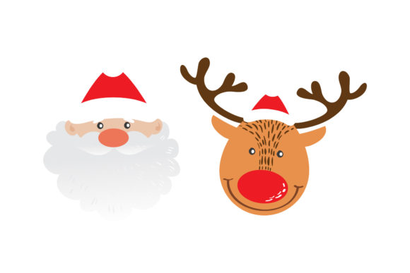 Santa Reindeer Set Christmas Vector Illustrations