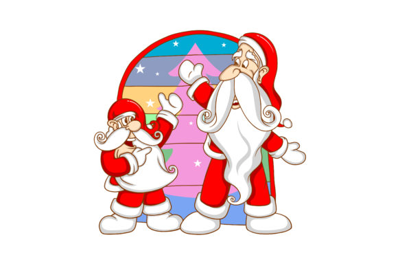 Santaclaus Family Christmas Illustration for Handmade Creations