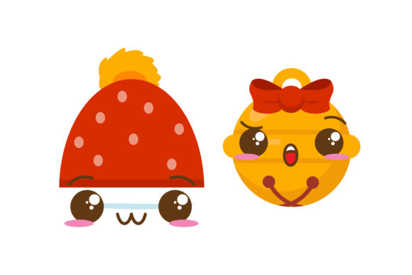 Set Hat and Bell Asset Christmas Illustrations