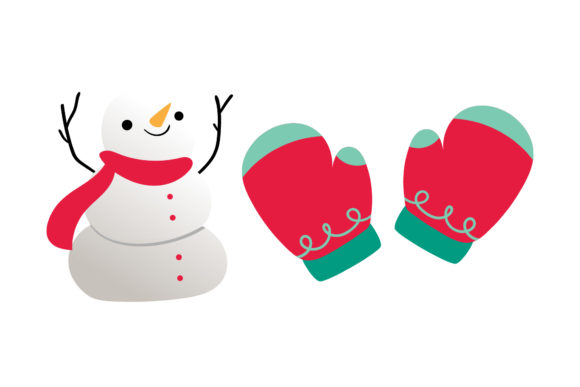 Snowman and Gloves Christmas Illustrations