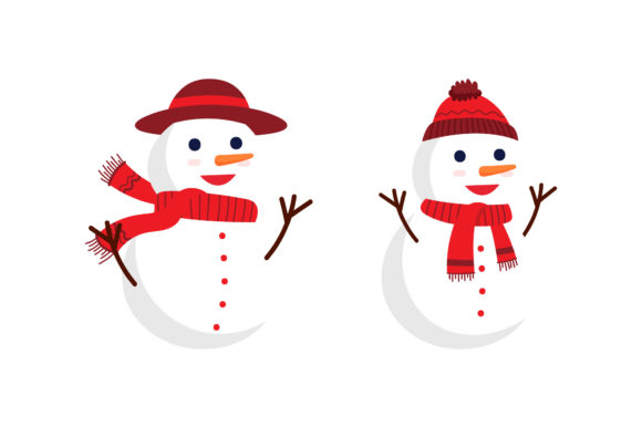 Snowman Set Vectors Christmas Illustrations