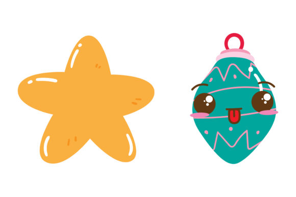 Star and Ornament Christmas Set Illustrations