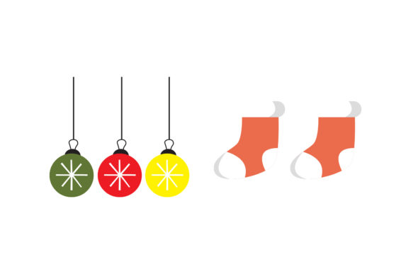 Stocking Ornament Ball Christmas Set Illustrations