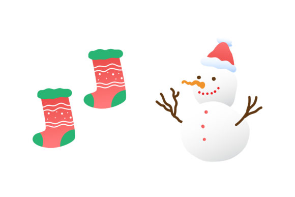 Stocking Snowman Set Christmas Vector Illustrations