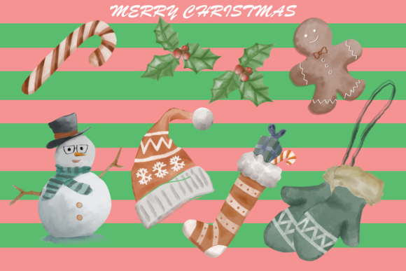 Watercolor Christmas Party Clip Art for Creative Projects