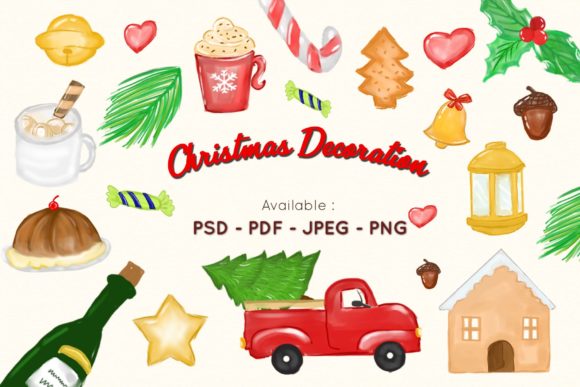 Watercolour Christmas Decoration Illustrations